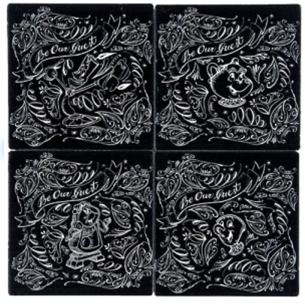 Disney Beauty and the Beast Be Our Guest Chalkboard Coasters Set of 4